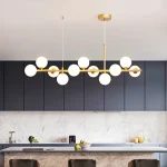 Nordic Modern LED Pendant Gold Light Glass Ball 11 Heads Hanging Lamp for Kitchen Living Dining Room Suspension Luminaire Design 2