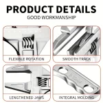 Black 16-68mm Adjustable Bathroom Wrench - Space-Saving And Multi-Functional 3