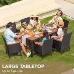 7-piece Furniture Set, Terrace Reception Set, with Lovewood Tabletop, Rattan Outdoor, Black 4