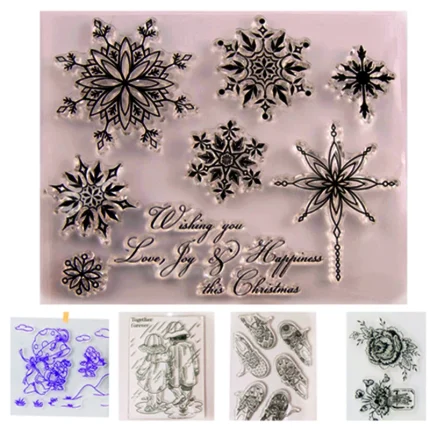 Christmas Snowflake Clear Stamps Silicone Rubber Stamp DIY Scrapbooking Card Making Craft Holiday Decoration Flowers Owl Girl Sh