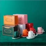 2025 warm and insulated coffee cups ceramic constant-temperature cups 55 degree warm ceramic cup with Jiapin mug gift box sets 5