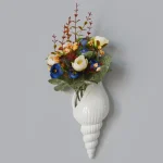 1Pc Amagogo Modern White Ceramic Sea Shell Conch Flower Vase Wall Hanging Home Decor 5