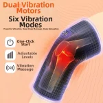 3 in 1 Heated Knee Wrap 3 Heat Levels Black Electric Heating Massager Sore Muscle Recovery 6 Adjustable Vibrations 5