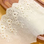 1Y Flower Hollow 11CM Wide Cotton Cloth Lace Trim Fabric Clothes Accessories Cuffs Skirt Hem 2