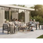 Gray 4-Piece Outdoor Patio Furniture Set with Cushions, Ideal for Balcony, Deck, and Poolside Relaxation 4