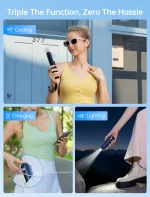 JISULIFE Portable Fan Mini Handheld Fan USB 4500mAh Recharge Hand Held Small 3 in1 Pocket Fan with Power Bank Flashlight Feature 5