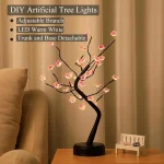 Table Tree Night Light USB/Battery Powered Touch Switch Artificial Bonsai Cherry Blossom Desktop Tree LED Lamp Light Decoration 2