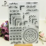 Alinacutle CLEAR STAMPS Leaf Flower Border Corner Scrapbooking Card Album Paper Craft Rubber Roller Transparent Silicon Stamp 6