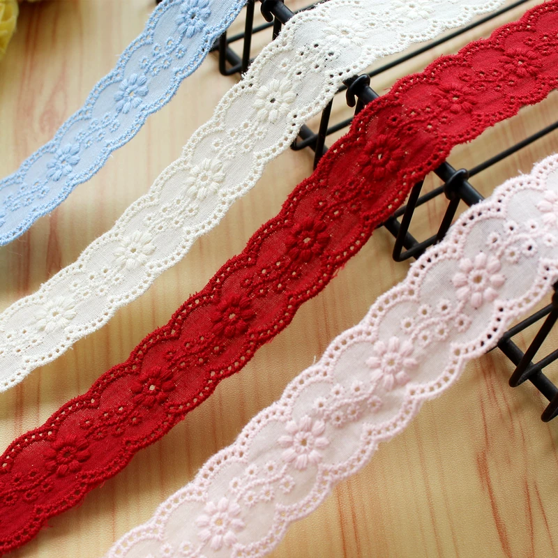 Embroidery Flower Hollow Cotton Cloth Lace Trim, Fabric Clothes Cuffs, Skirt Hem Accessories, 5Yard, 2.7cm Wide Embroidery Flower Hollow Cotton Cloth Lace Trim, Fabric Clothes Cuffs, Skirt Hem Accessories, 5Yard, 2.7cm Wide