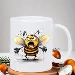 Bee Insulated Ceramic Coffee Mug - Reusable, Hand-Wash Only - Perfect for Coffee Lovers, Men & Women White Mug 5
