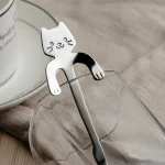 Stainless Steel Coffee Spoon Lovely Cute Cat Shape Teaspoon Dessert Snack Scoop Ice Cream Mini Spoons Tableware Kitchen Tools 2