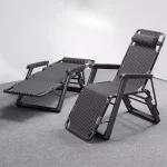 Reclining Lounge Chair with Cooling Mesh - Foldable Nap Chair for Office/Home Adjustable Space Saving Sleeper Ottoman Included 4