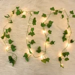 2/5/10M Silk Leaves Fake Creeper Green Leaf Ivy Vine LED String Lights for Home Wedding Hanging Garland Artificial Plants Decor 3