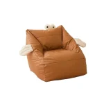 Kids Bean Bag Sofa Cute Playroom Reading Chair Baby Toddler Recliner Seat Soft Washable Removable Cover Brown White Orange 5