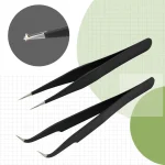 Anit-Static Tweezers, Precision Black DIY Tweezers for Nail Art and Eyelash Extensions Beauty Tools 4