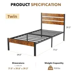 JHK Queen Size Metal Platform Bed Frame with Headboard and Footboard with 800LBS Sturdy Wooden Slats Support For Bed Room Home 5