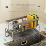 Kitchen stainless steel shelf, sponge drain rack, sink drainage rack, dishwashing supplies, dishcloth storage, drainage rack 5
