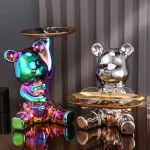 Home Decor Ceramic Colorful Plating Bear Storage Box Home Living New Room Desktop Tray Decorative Statue Money Box Ornaments 2