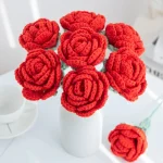 1/3pcs Artificial Flowers Handmade Crochet Rose Finish Product Outdoor Garden Wedding Bridal Bouquets Home Bonsai Party Diy Gift 4
