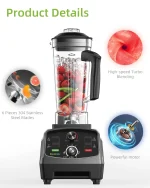 BioloMix 3HP 2200W Heavy Duty Grade Timer Blender Mixer Juicer Fruit Food Processor Ice Smoothies BPA Free 2L Jar 2