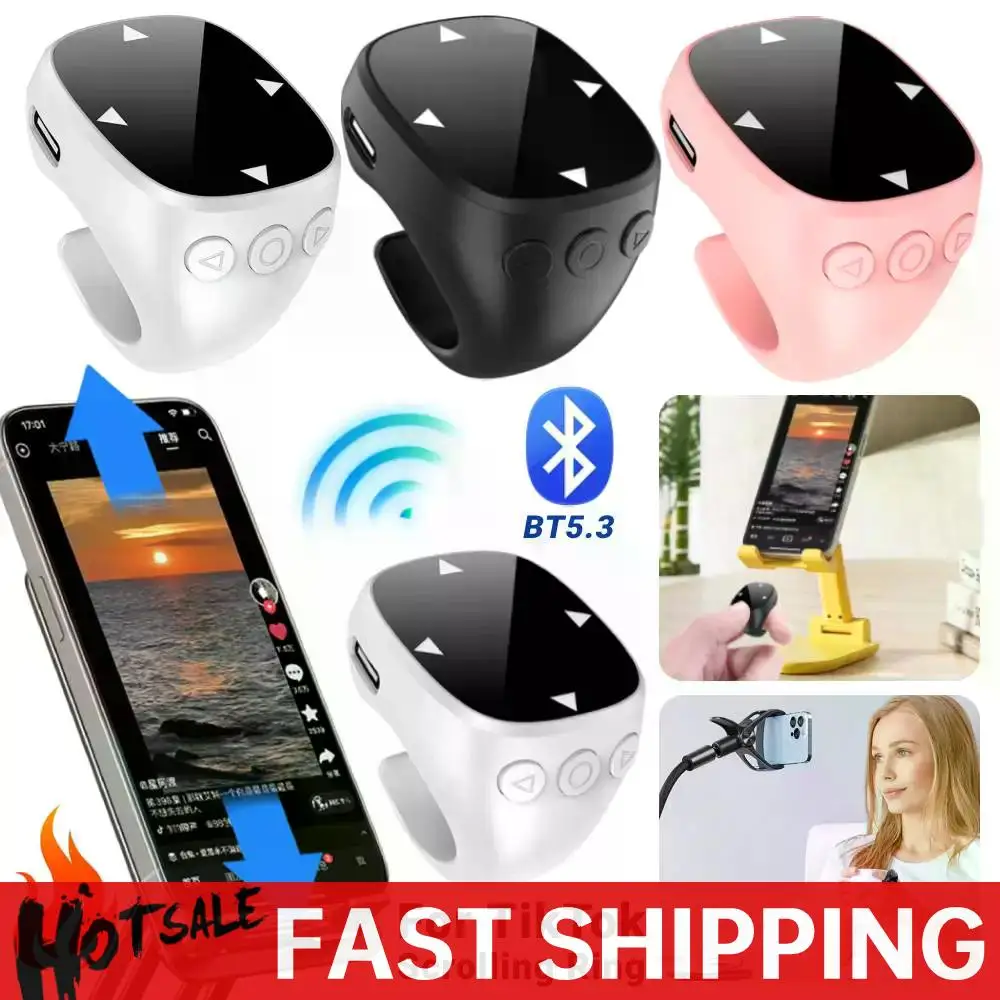 Touch Screen Wireless Remote Control For TikTok Scrolling Ring Bluetooth 5.3 Fingertip Selfie Video Page Turner for iOS Android Touch Screen Wireless Remote Control For TikTok Scrolling Ring Bluetooth 5.3 Fingertip Selfie Video Page Turner for iOS Android