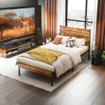 JHK Queen Size Metal Platform Bed Frame with Headboard and Footboard with 800LBS Sturdy Wooden Slats Support For Bed Room Home 3