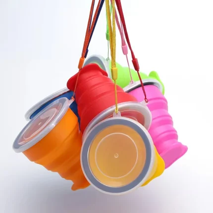 Portable Silicone Folding Water Cup Outdoor Heat Resistant Telescopic Collapsible Foldable Mug With Lid For Travel Camping 200m