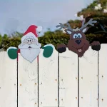 1pc Christmas Fence Ornaments Santa Clause Peeker Yard Ornaments Indoor Outdoor Ground Placard DIY Festival Gift 2