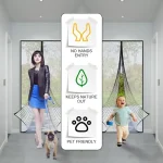 Heavy Duty Magnetic Screen Door Mesh Curtain Mosquito Net Bug Hands Free Partition Mute Striped Door Curtain Bedroom Ventilation 5