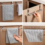 1/2 PCS Stainless Steel Towel Bar Cabinet Door Towel Hanging Bar Stainless Steel Bathroom Kitchen Cabinet Door Towel Wipe Rack 2