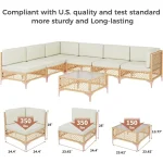 7-Piece Wicker Sectional Patio Set with Large Tempered Glass Coffee Table and Waterproof Cushions 2