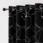 4PCSBlackout Curtains Grommet Thermal Insulated Room Darkening  With Circle And Dots Foil Printed For Bedroom 2