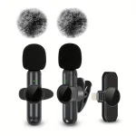 Wireless Lavalier Microphone With Windproof Cover Audio Video Recording Mini Mic For iPhone Android Mobile Phone Microphone 6
