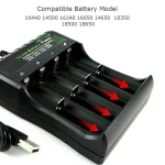 18650 Battery Charger Black 1 2 4 Slots AC 110V 220V Dual For 18650 Charging 3.7V Rechargeable Lithium Battery Charger 2