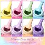 MEET ACROSS 6PCS/SET Macaron Series Gel Nail Polish Set Glitter Semi Permanent UV Nail Kit Base Matte Top Coat Nail Art Manicure 4
