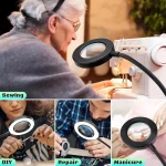 10X Magnifying Glass with 3 Color Modes LED Lighted Desk Lamp with Metal Clamp Flexible Gooseneck Magnifier for Reading Nail Art 5