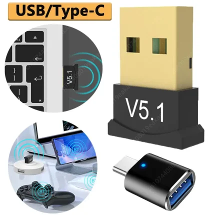 USB Bluetooth-compatible 5.1 Adapter Handsfree Wireless Transmitter Receiver Wireless USB Adapter Type-C To USB Converter For PC