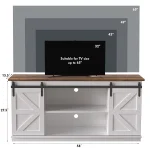 TV Stand for 65 Inch TV, Entertainment Center with Storage Cabinets and Sliding Barn Doors, Mid Century Modern, Customized 5
