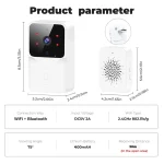 Tuya WiFi Video Doorbell Wireless HD Camera IR Alarm Security Smart Home Door Bell WiFi Intercom for Home 6