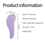 1pcs Magic Detangling Hairbrush Soft Wheat Straw Scalp Massage Comb Anti-static Gentle Grooming Brush Salon Hair Styling Brush 2
