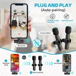 Wireless Lavalier Microphone Audio Video Recording Mini Microphone for iPhone Android Phone Live Broadcast Gaming Mic Portable 2