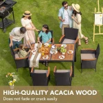 7-piece Furniture Set, Terrace Reception Set, with Lovewood Tabletop, Rattan Outdoor, Black 2