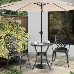 3 Piece Outdoor, Cast Aluminum Patio Bistro Sets with Umbrella Hole, Bistro Table and Chairs Set of 2 for Patio Backyard 3