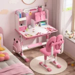 2Pcs/Set Height Adjustable Children School Study Table Chair Set with Sitting Corrector Kids Study Desk Chair Set Ergonomic 2