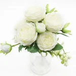 1 Bundle 5 Forks 9 Heads Artificial Peony Bouquet Home Decor Wedding Diy Festival Outdoor Furnishings Scrapbooking Bonsai Gifts 2
