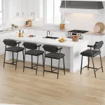 2PCS Modern Bar Stools Set with Back & Upholstered Wider Seat, Metal Bar Stools with Footrest for Kitchen Island Easy Assembly 4