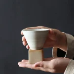1Pack Ceramic Coffee Cup with Base 100mlCreative Triangular Cone Porcelain Cup Funnel Coffee Tea Cup Set Personalized Coffee Cup 3