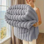 ROSEKIND Blankets 3 Size for Bed, 300GSM Soft & Warm Fleece Throw, Decorative and striped flannel fleece blanket for Adult 3
