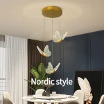 Nordic Butterfly Restaurant Pendant Light, Bedside Indoor Living Room Bedroom Dining Room Kitchen Decoration LED Lighting