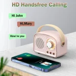 Retro Bluetooth-compatible Speaker Cute Mini Speaker with FM Radio Wireless Speaker with TWS Music Player Hifi Stereo TF USB 6